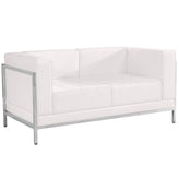 HERCULES Imagination Series Contemporary Melrose White LeatherSoft Loveseat with Encasing Frame