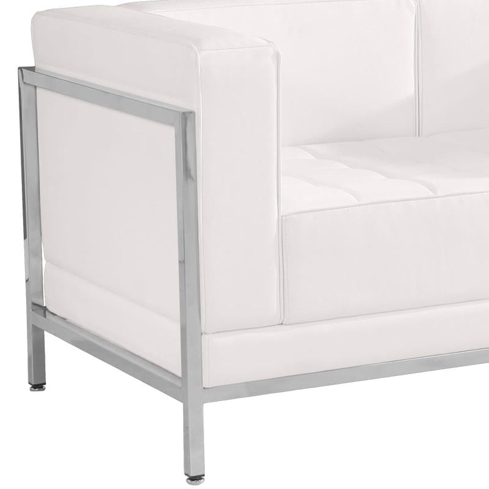 HERCULES Imagination Series Contemporary Melrose White LeatherSoft Loveseat with Encasing Frame