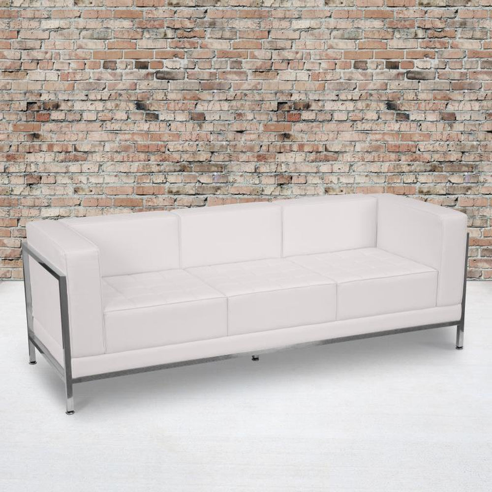 HERCULES Imagination Series Contemporary Melrose White LeatherSoft Sofa with Encasing Frame