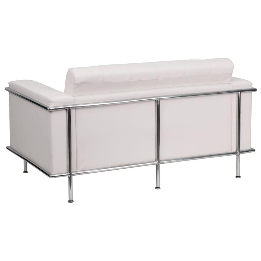 HERCULES Lesley Series Contemporary Melrose White LeatherSoft Loveseat with Encasing Frame