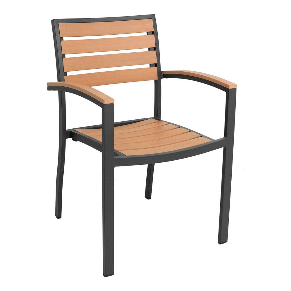 fs aluminum frame armchair with faux teak back black