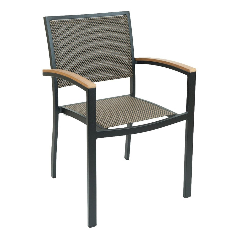 fs aluminum frame armchair with textile back black 1