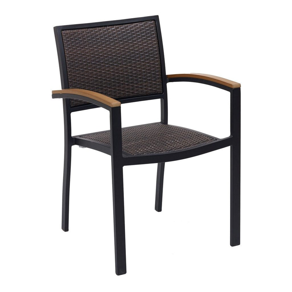 fs aluminum frame armchair with pe weave back black