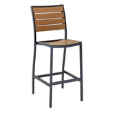 fs aluminum frame barstool with faux teak back gray