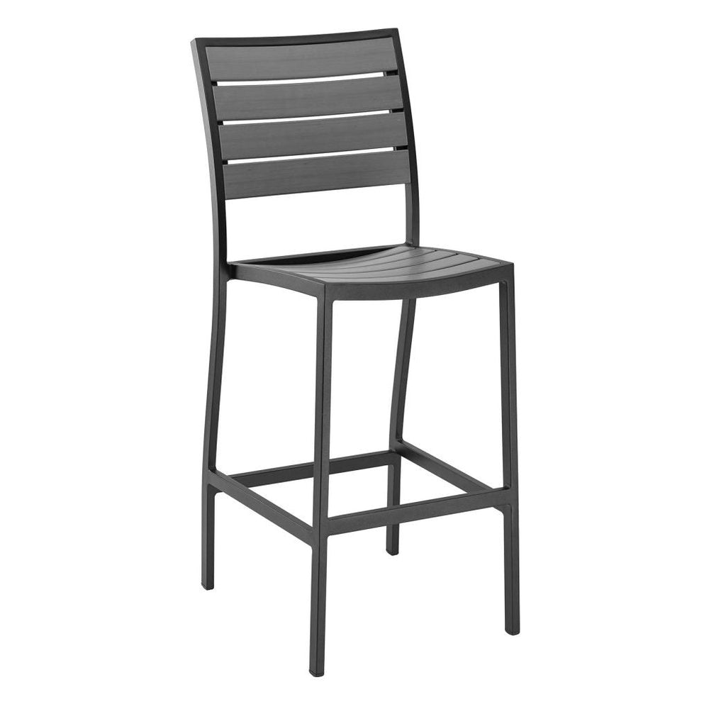 fs aluminum frame barstool with faux teak back gray