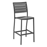 fs aluminum frame barstool with faux teak back gray