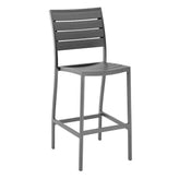 fs aluminum frame barstool with faux teak back gray