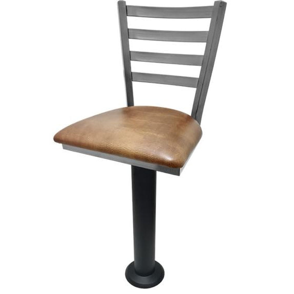 Ladder Back Clear Coat Bolt Down Pedestal Bar Stools