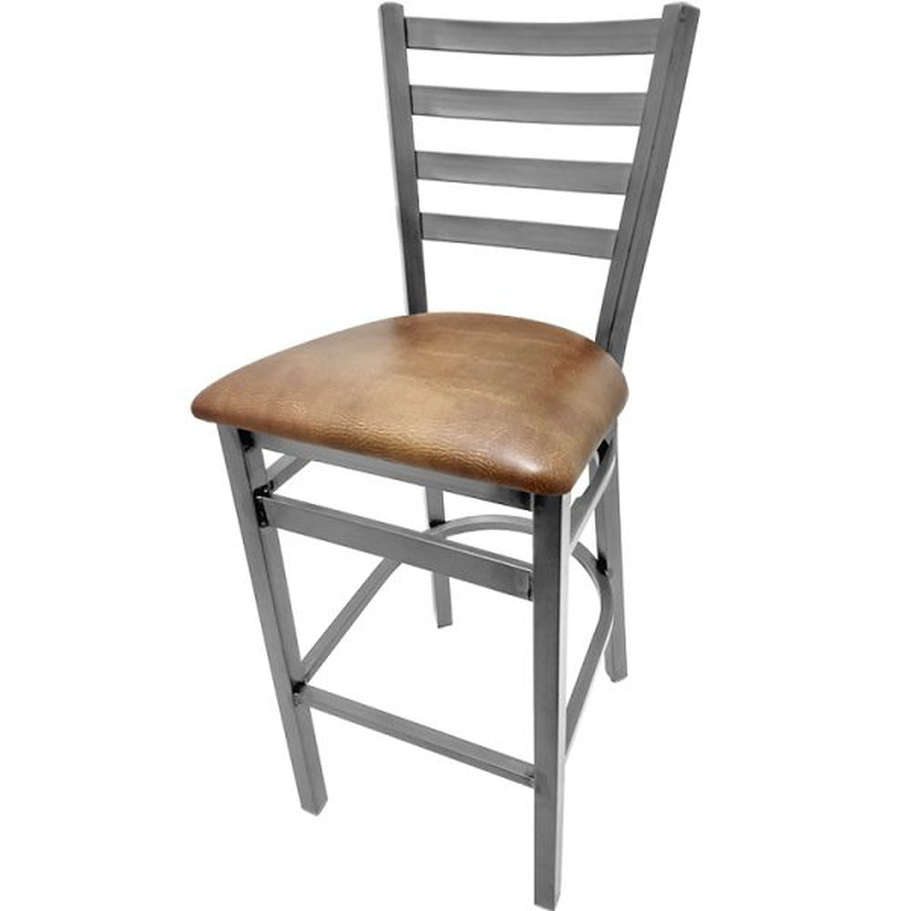 Clear Coat Ladderback Bar Stool with Plain Welds