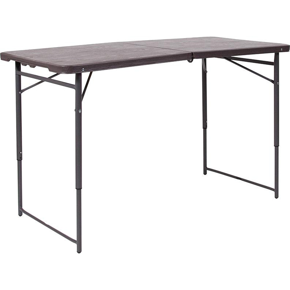 4 foot height adjustable bi fold plastic folding table with carrying handle