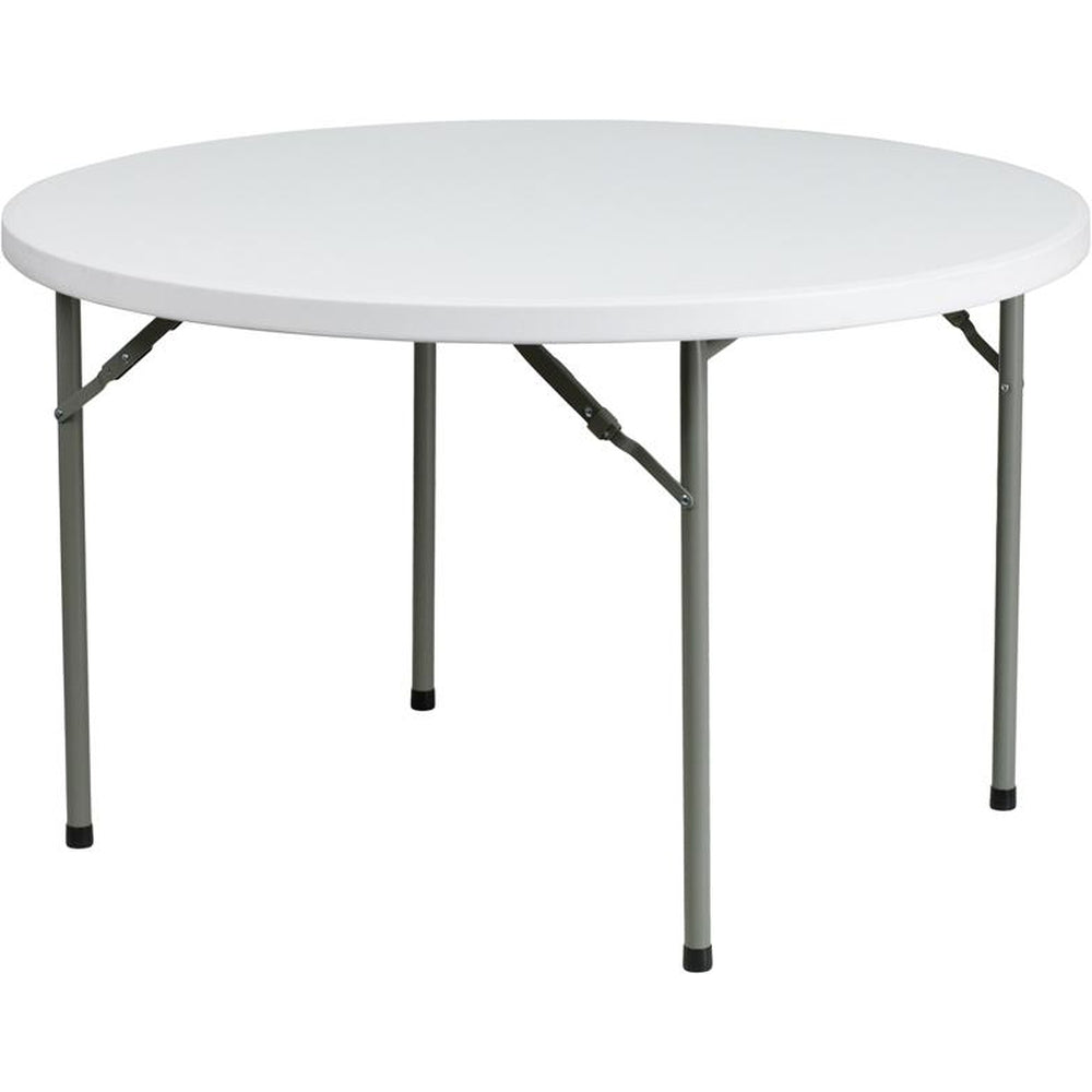 4 foot round granite white plastic folding table