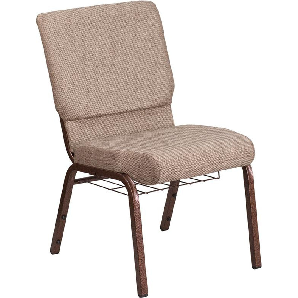 hercules series 18 5 inch width church chair with book rack copper vein frame