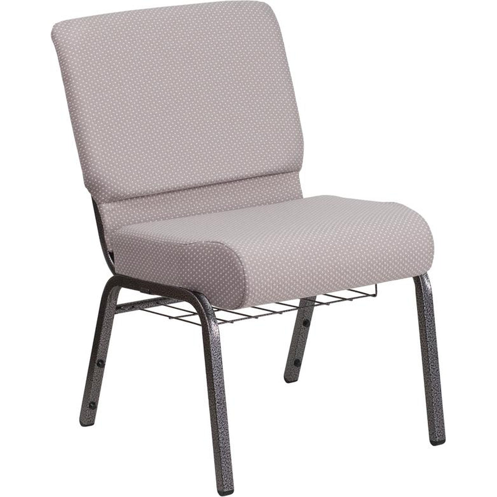 hercules series 21 inch width church chair with book rack silver vein frame