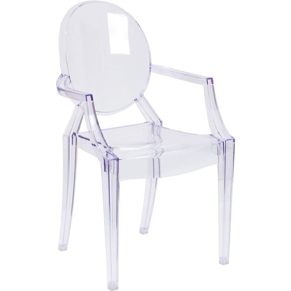 ghost chair with arms in transparent crystal