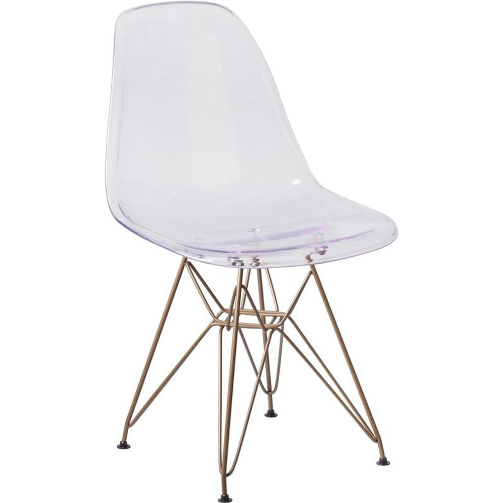 elon series ghost chair with gold metal base