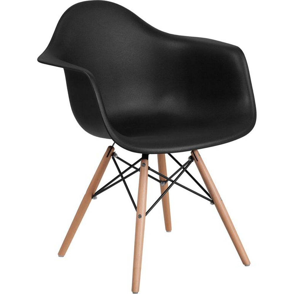 alonza series navy plastic chair with wooden legs