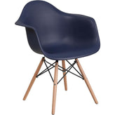 alonza series navy plastic chair with wooden legs