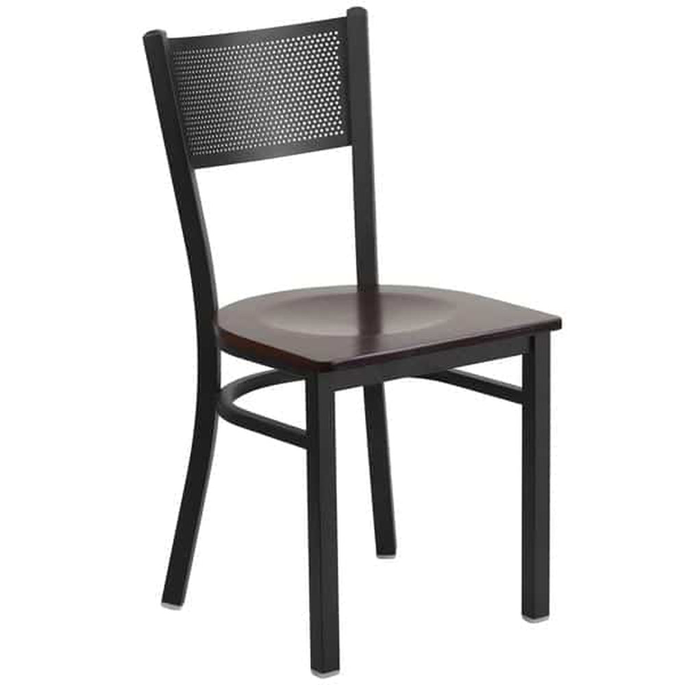 hercules series black grid back metal restaurant chair