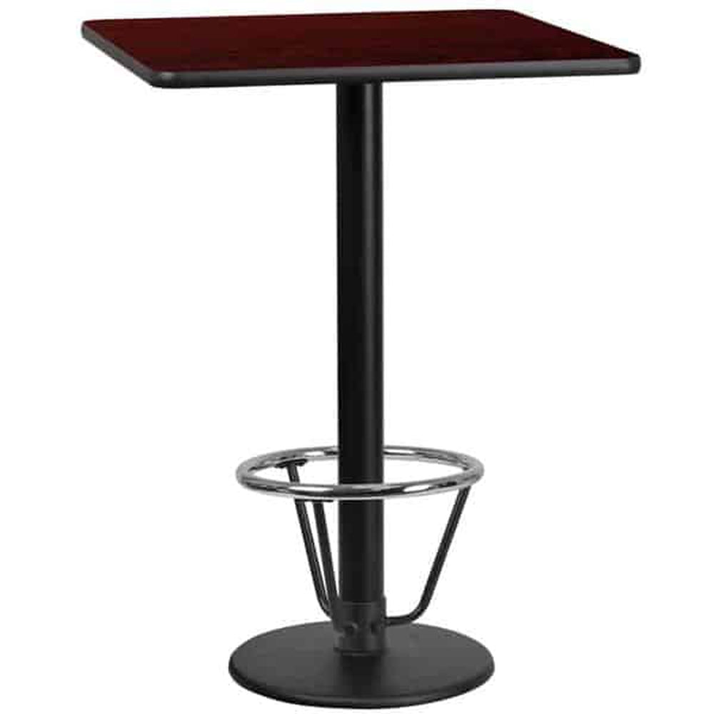 24 inch square laminate table top with 18 inch round bar height table base and ft ring