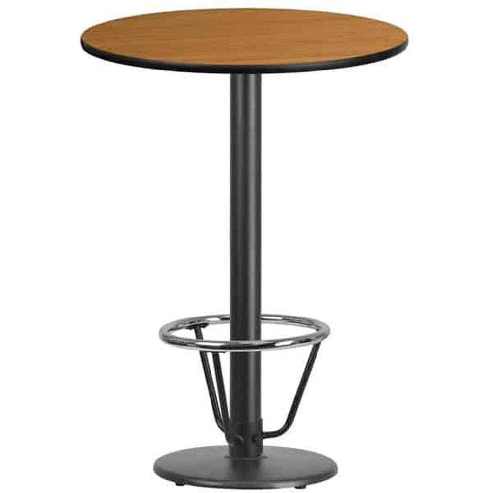 30inch round laminate table top with 18inch round bar height table base and foot ring