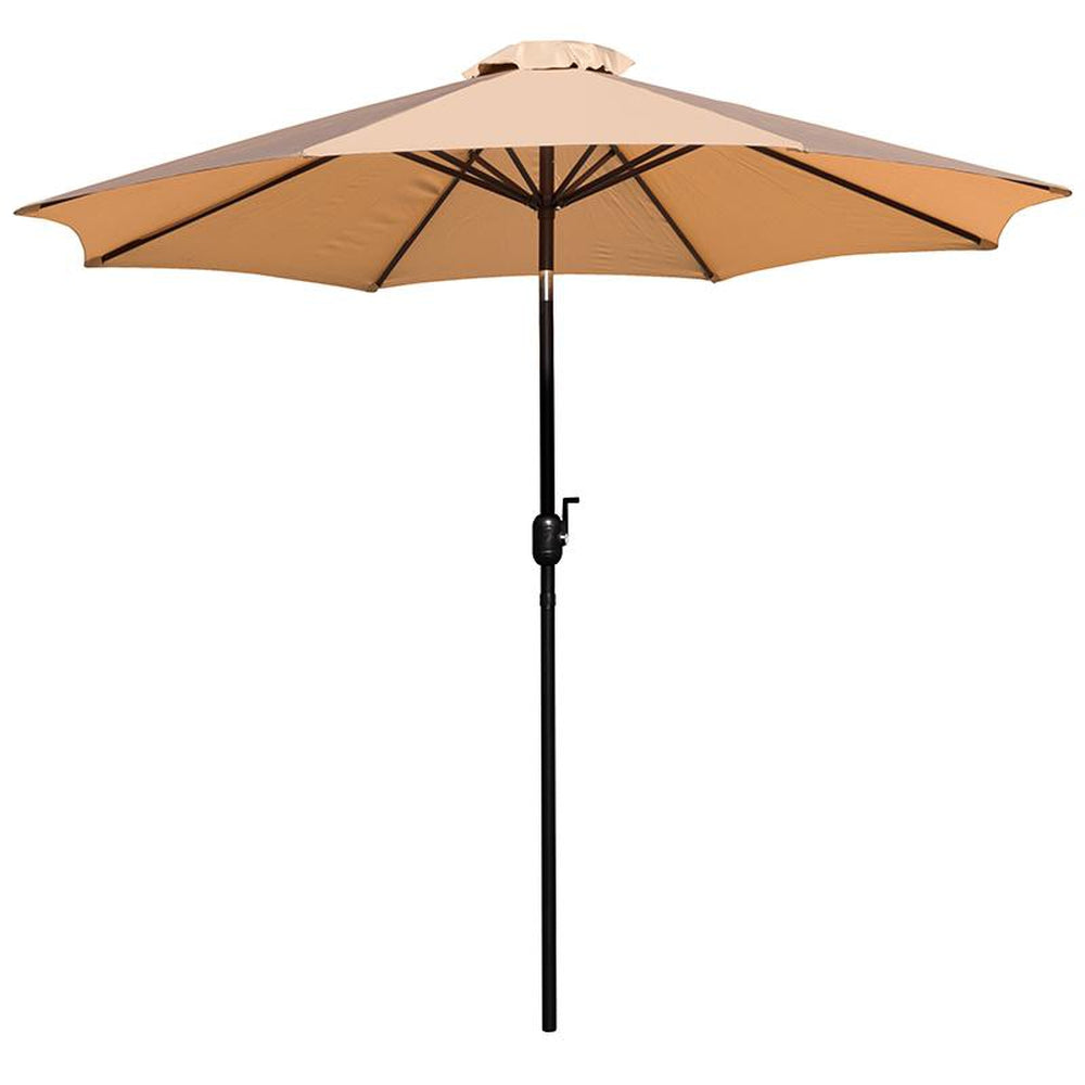 9 ft round umbrella with 1 5 inch diameter aluminum pole with crank and tilt function