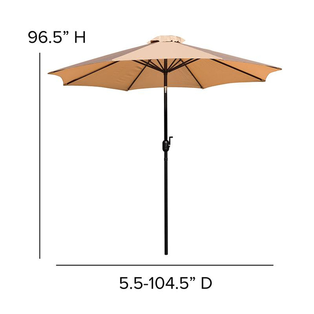 9 ft round umbrella with 1 5 inch diameter aluminum pole with crank and tilt function