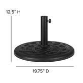 universal black cement patio umbrella base with weatherproof plastic polymer coating 19 25 inch diameter