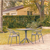 Mila Outdoor Patio Dining Set with 2 Arm Chairs Dark Gray