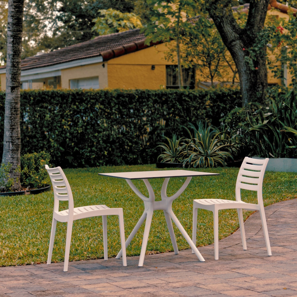 ares dining set with 2 chairs white