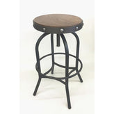 adjustable seat metal and solid wood barstool