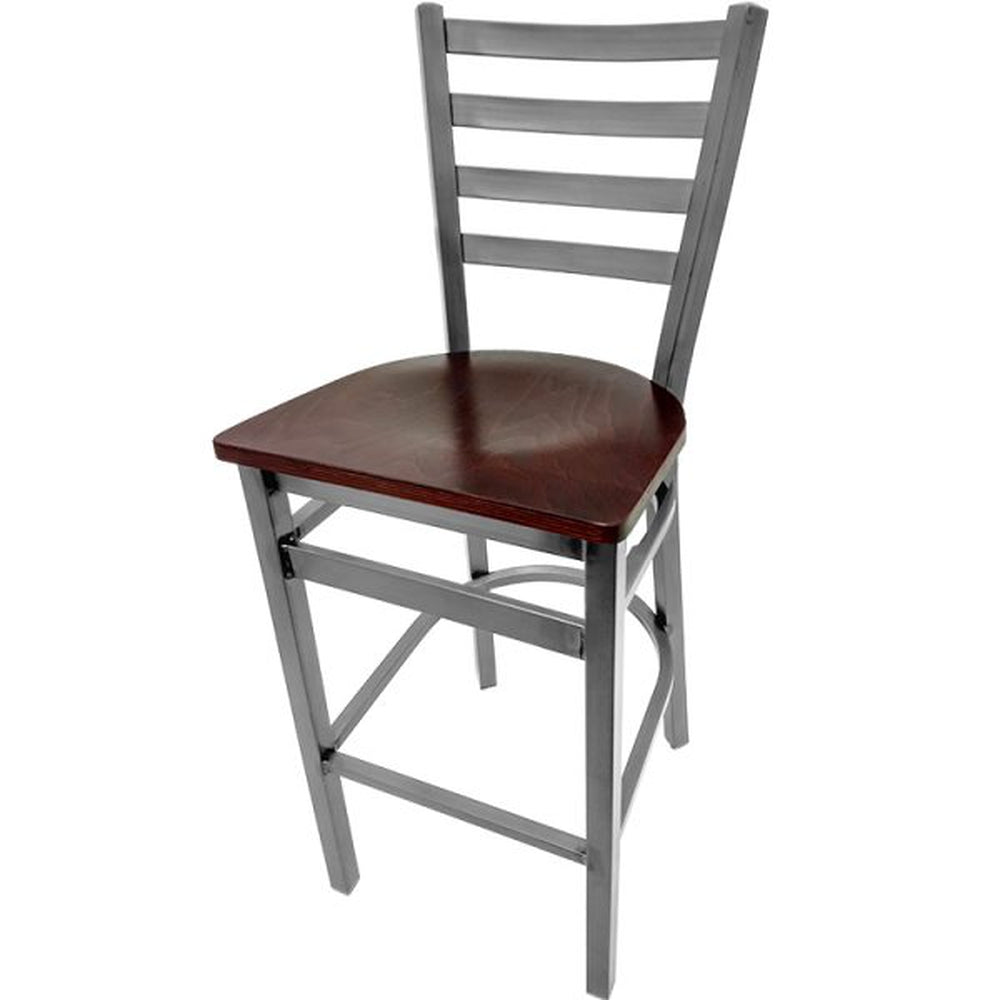 Clear Coat Ladderback Bar Stool with Plain Welds