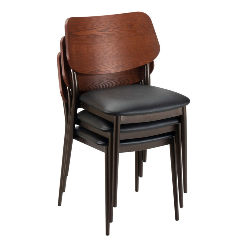 Stackable Modern Upholstered Metal Chair with Brown Frame