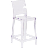 ghost counter stool with square back in transparent crystal