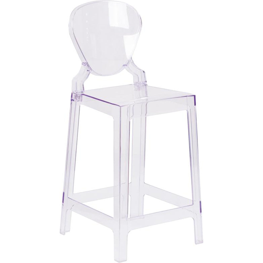 ghost counter stool with tear back in transparent crystal