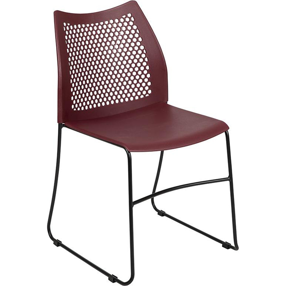 hercules series 661 lb capacity stack chair with air vent back and black powder coated sled base