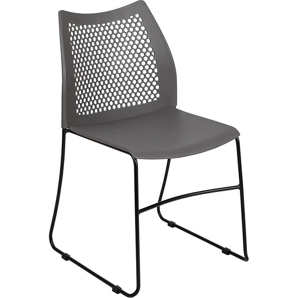 hercules series 661 lb capacity stack chair with air vent back and black powder coated sled base