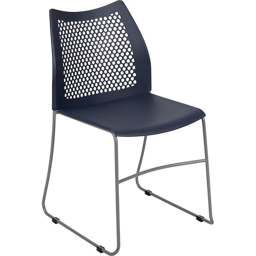 hercules series 661 lb capacity stack chair with air vent back and black powder coated sled base