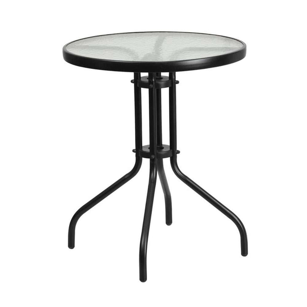 23 75 inch round tempered glass metal table