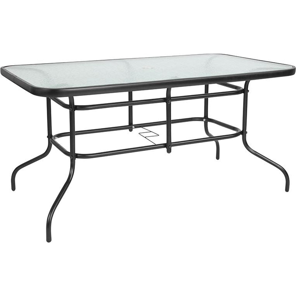 31 5 inch x 55 inch rectangular tempered glass metal table