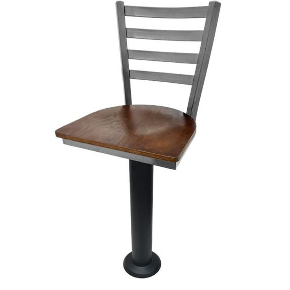 Ladder Back Clear Coat Bolt Down Pedestal Bar Stools