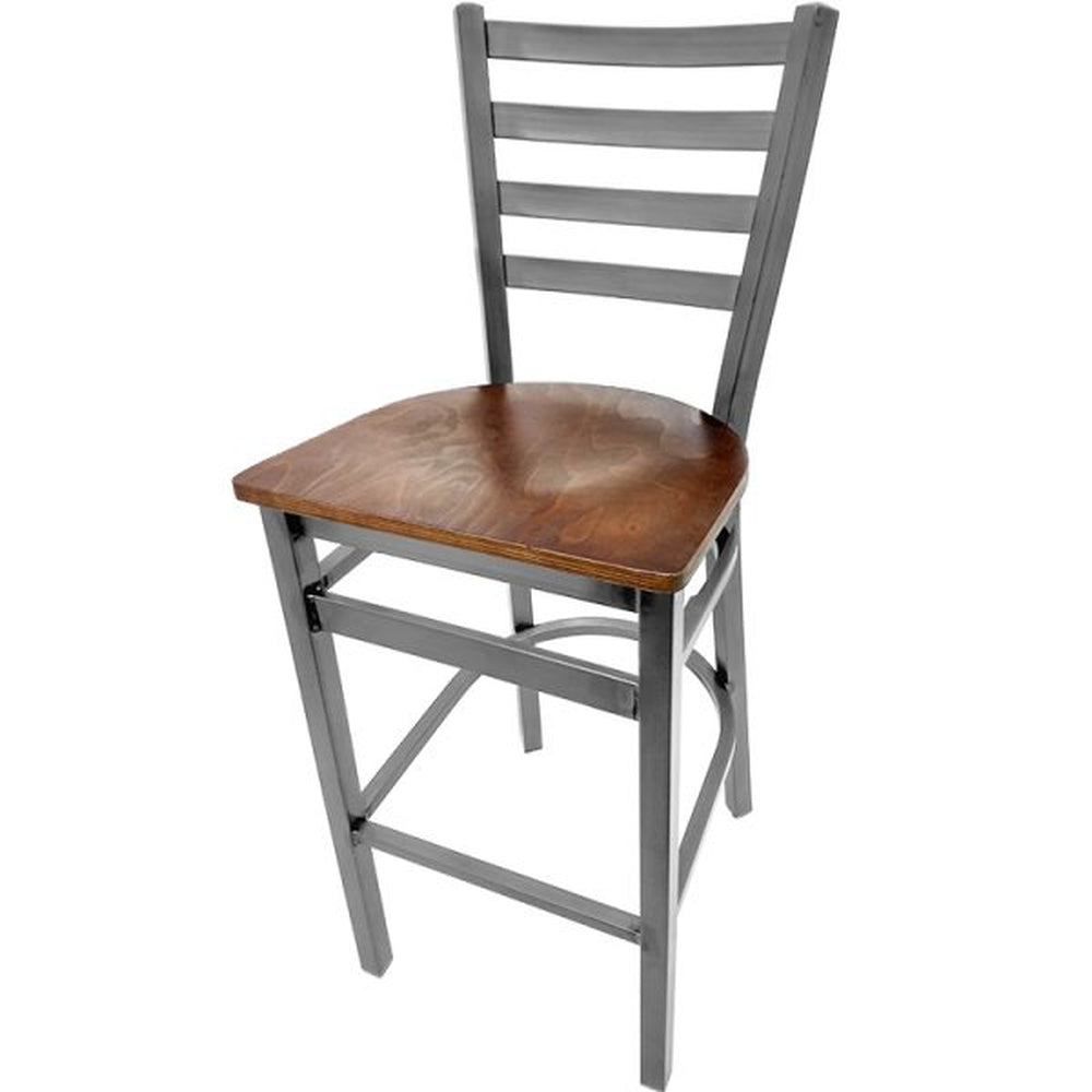 Clear Coat Ladderback Bar Stool with Plain Welds