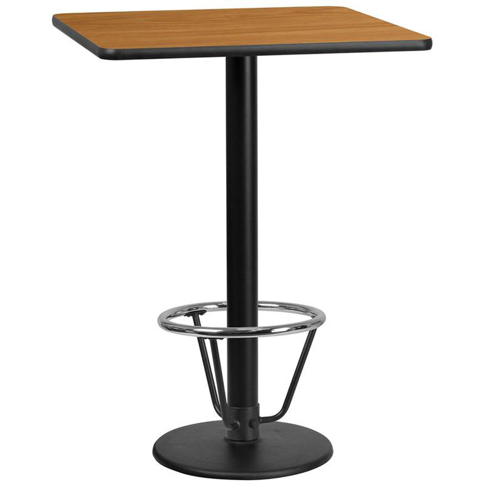 30 inch square laminate table top with 18 inch round bar height table base and ft ring