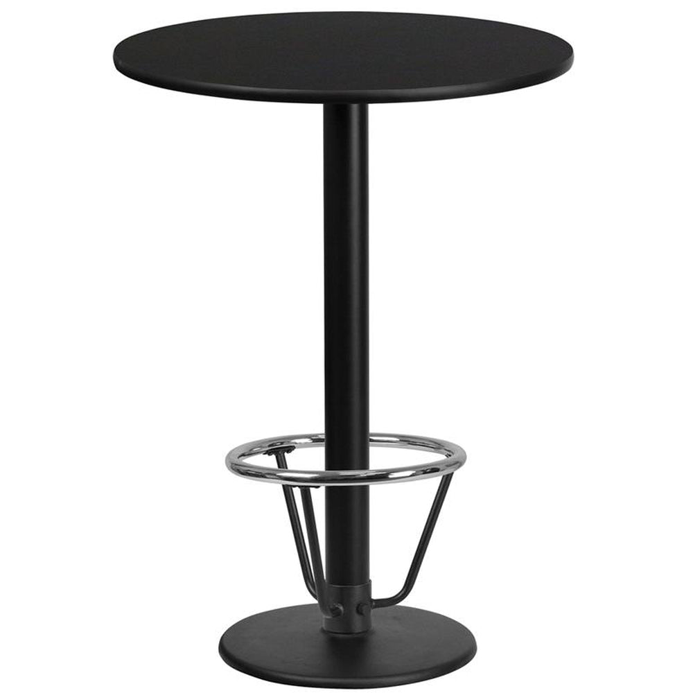 24 inch round laminate table top with 18 inch round bar height table base and ft ring