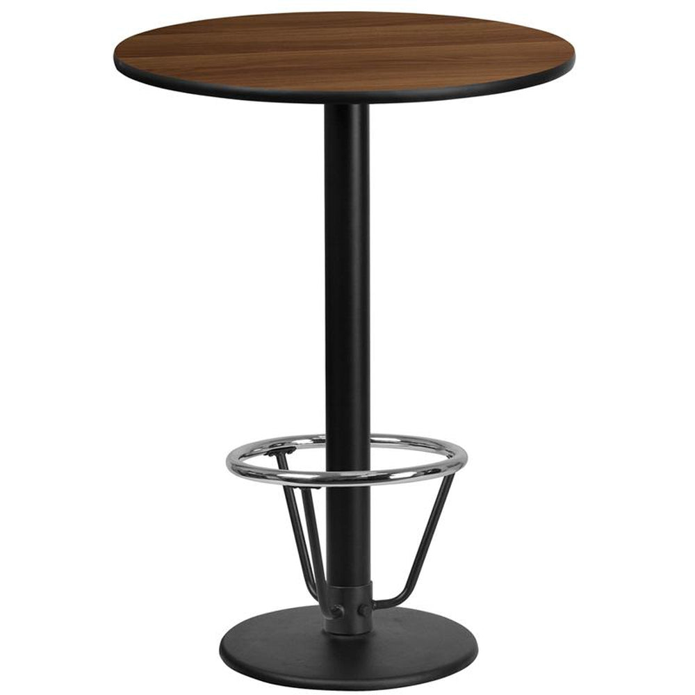 24 inch round laminate table top with 18 inch round bar height table base and ft ring