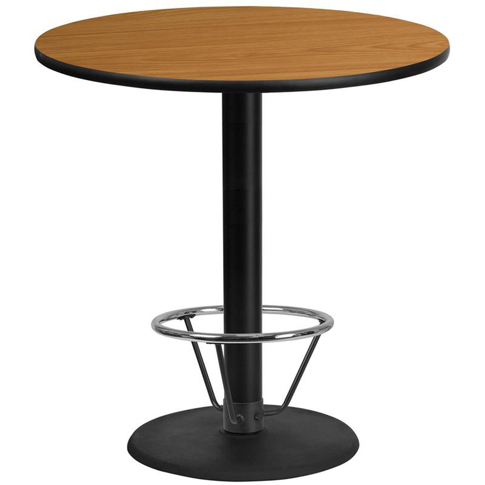 42 inch round laminate table top with 24 inch round bar height table base and ft ring