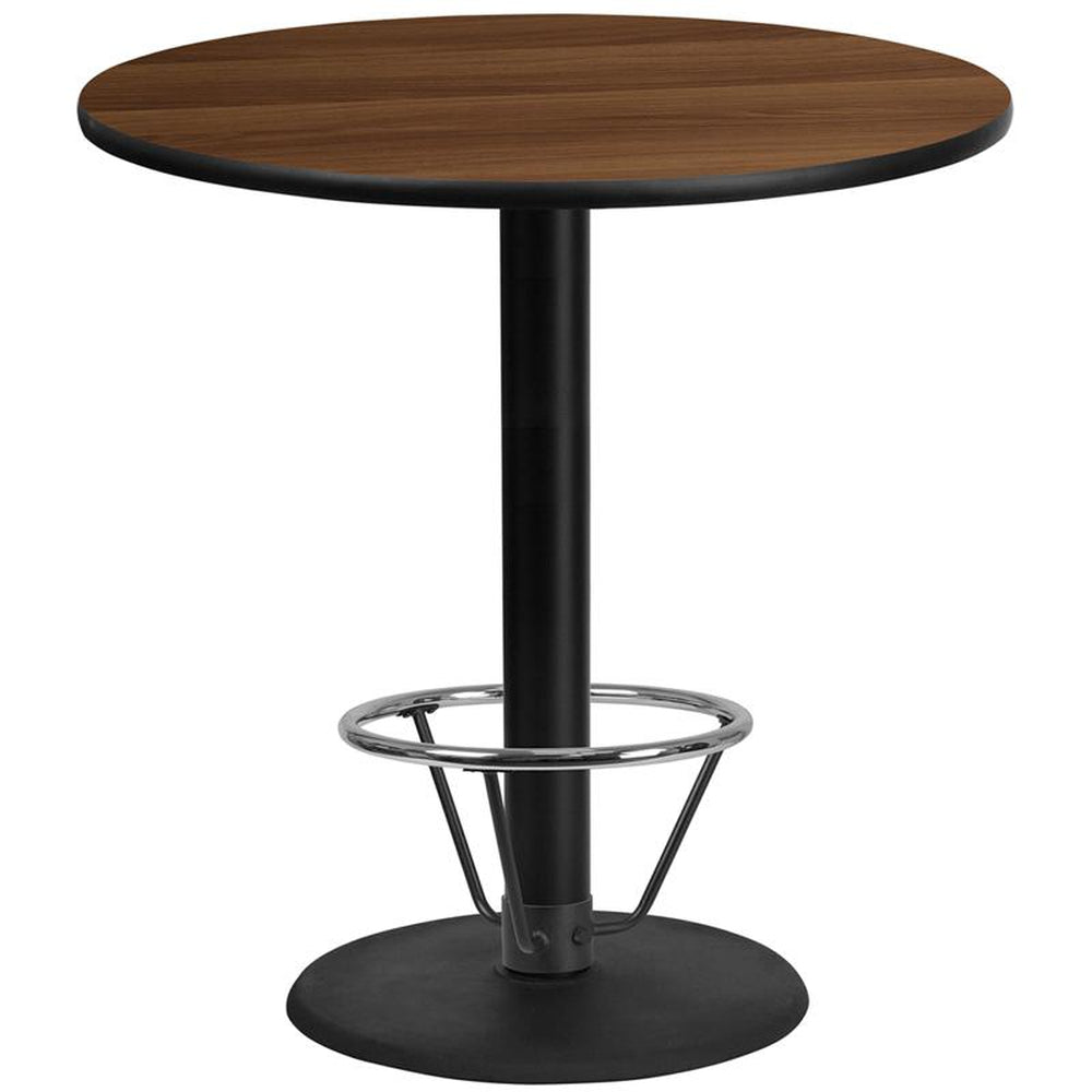 42 inch round laminate table top with 24 inch round bar height table base and ft ring