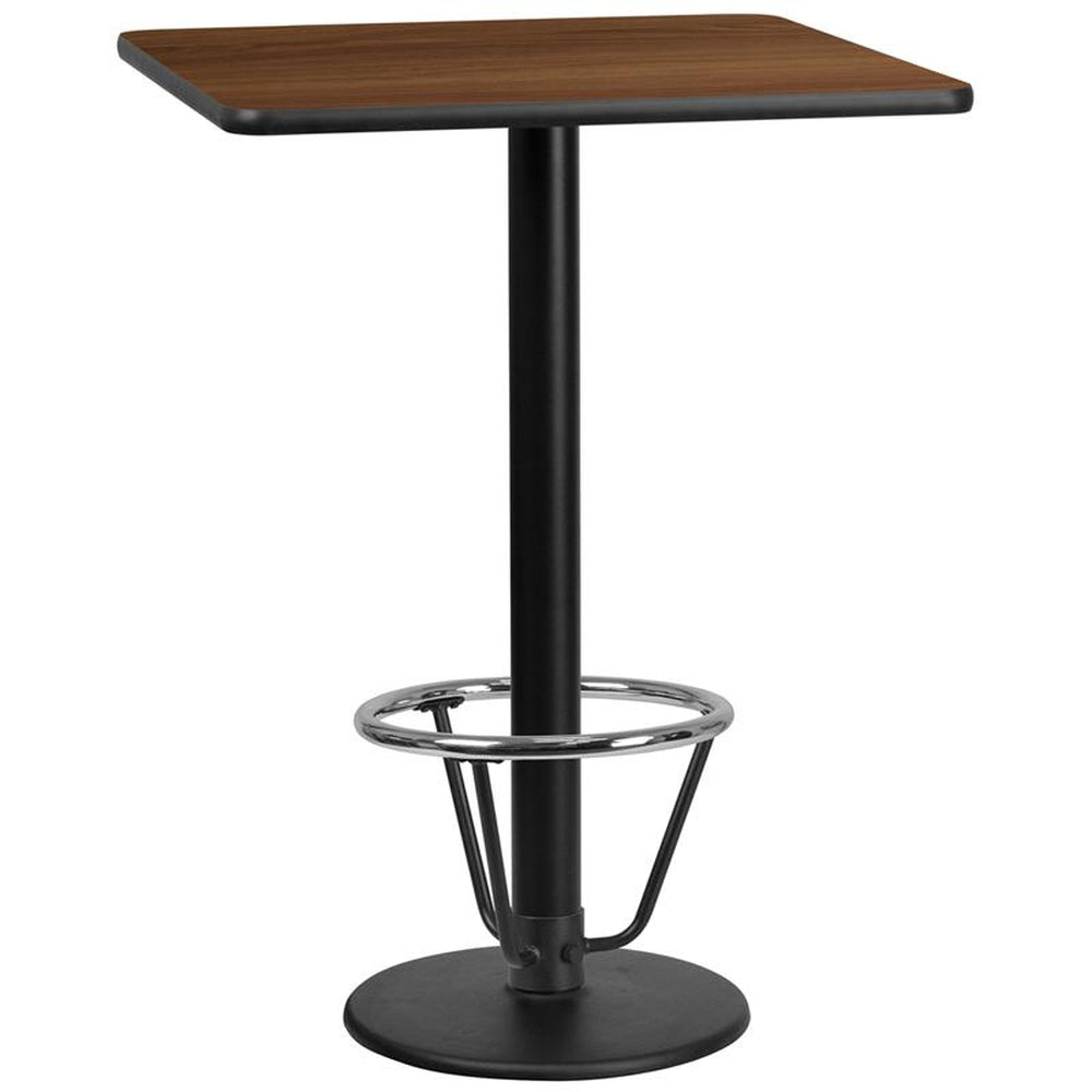 30 inch square laminate table top with 18 inch round bar height table base and ft ring