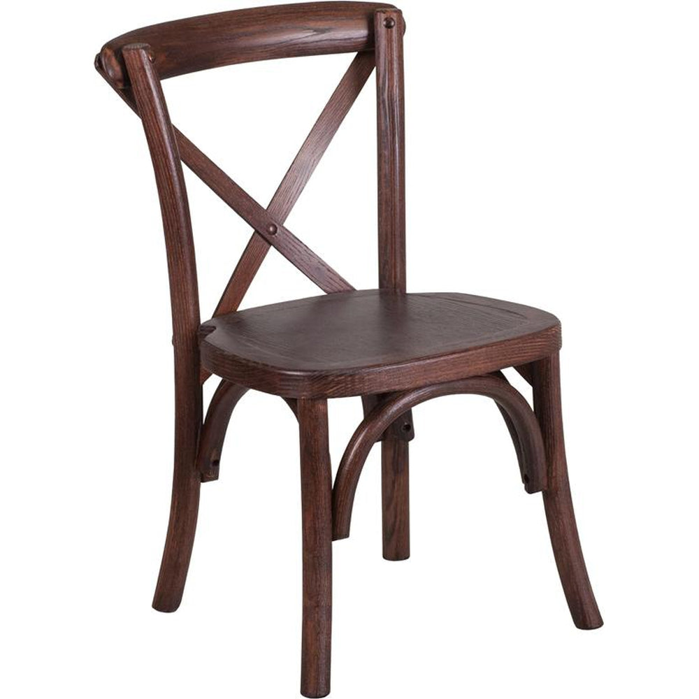 hercules series stackable kids mahogany wood cross back chair