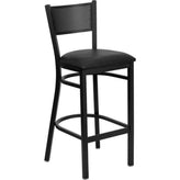 hercules series black grid back metal restaurant barstool