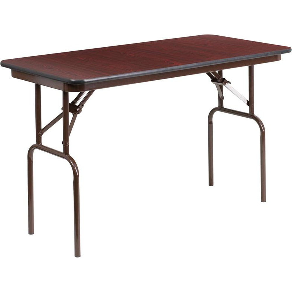 4 ft mahogany melamine laminate folding banquet table